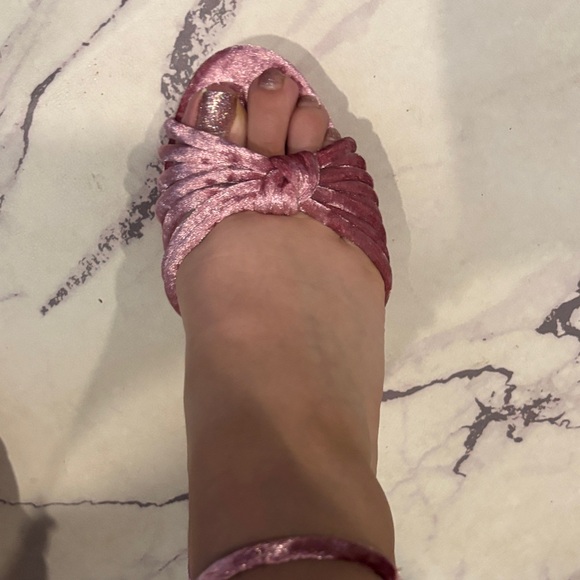 Pink Velvet Platform Heels - Picture 4 of 10